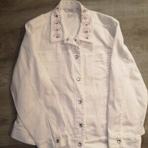 TanJay Ladies Size 16 Petite White Jean 2 Piece Suit